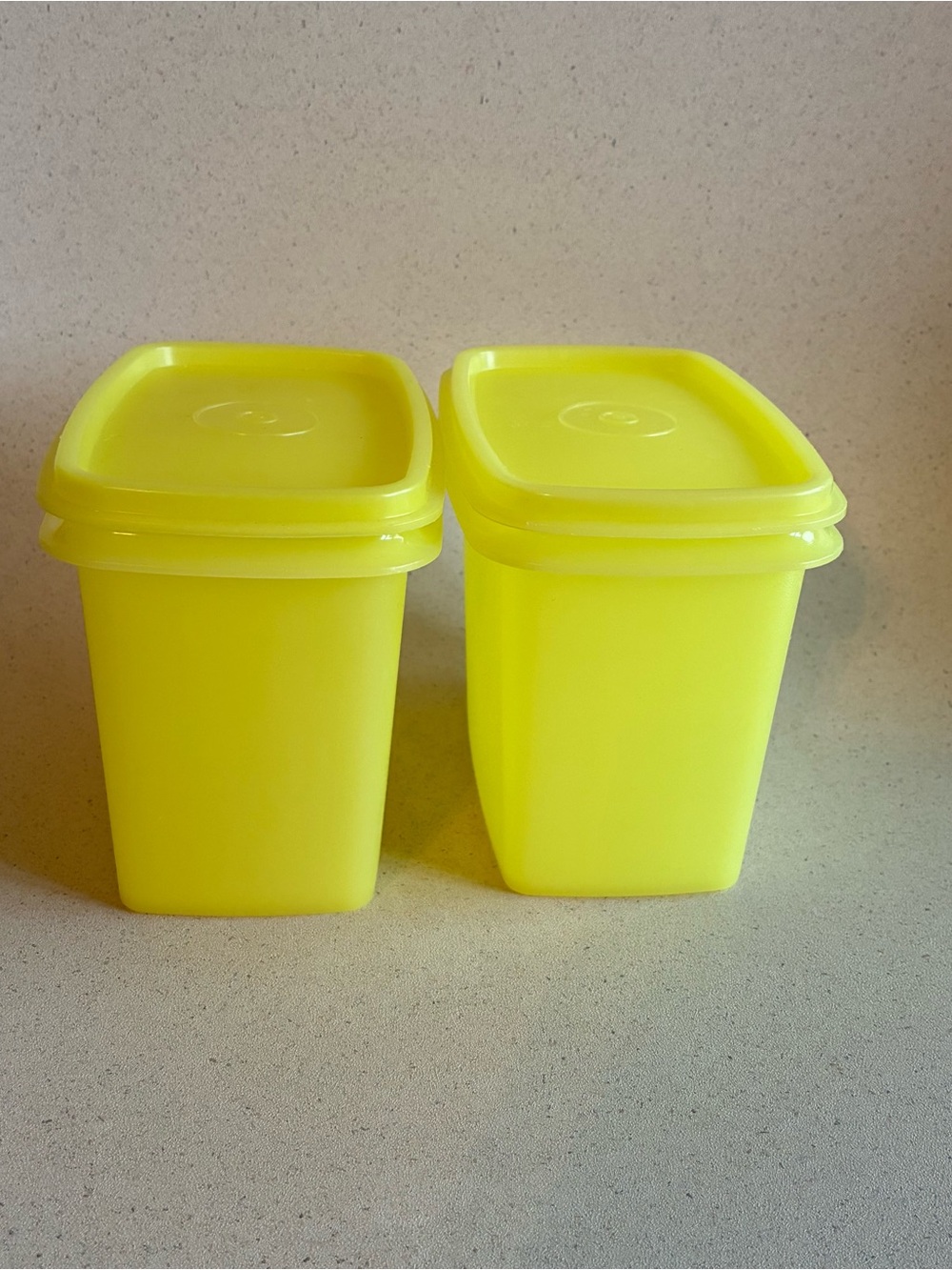 Bright Yellow Plastic Vintage Tupperware Storage Containers- Model #1243